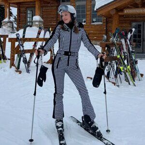 Goldbergh France Faux Fur Houndstooth Ski Suit